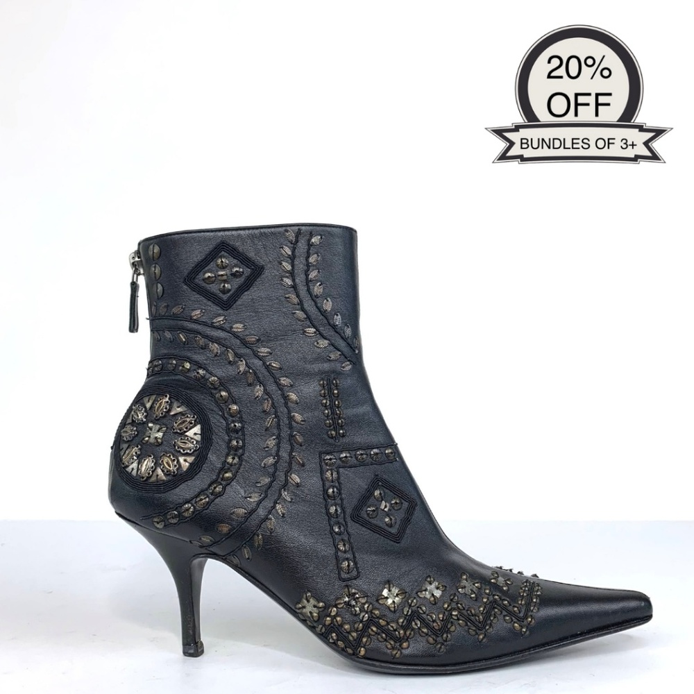 Oscar De La Renta | Black Heels Ankle Boots | 36.5